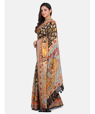 Unitex Fashion Premium Quality Black kalamkari printSAREE 4