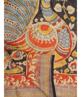 Unitex Fashion Premium Quality Black kalamkari printSAREE 7