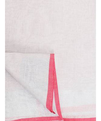 Unitex Fashion Off white with pink border linenSAREE 7