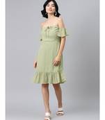 Olive Off Shoulder Skater Dress