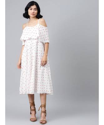 White Strappy Red Hearts Cold Shoulder Dress 1