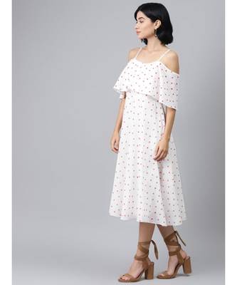 White Strappy Red Hearts Cold Shoulder Dress 2