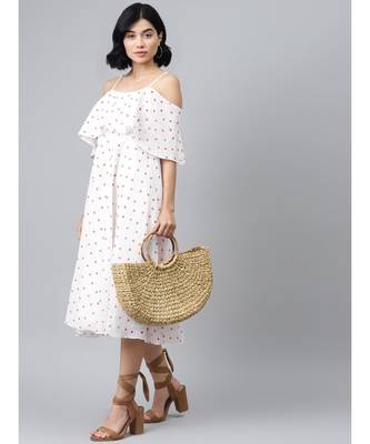 White Strappy Red Hearts Cold Shoulder Dress 4
