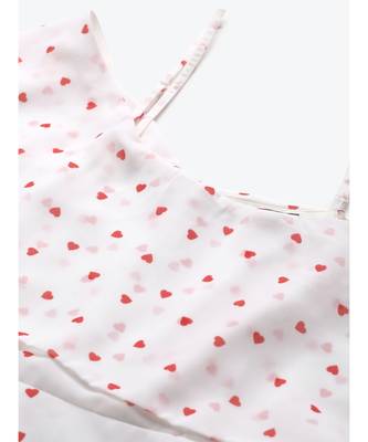 White Strappy Red Hearts Cold Shoulder Dress 5