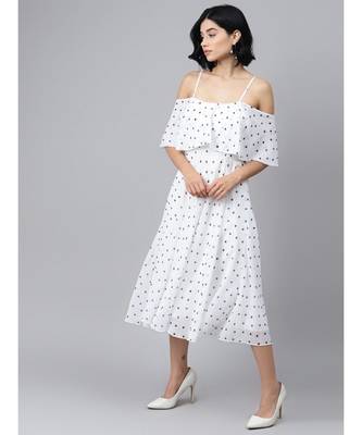 White Strappy Black Hearts Cold Shoulder Dress 1