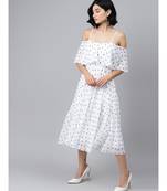 White Strappy Black Hearts Cold Shoulder Dress