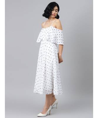 White Strappy Black Hearts Cold Shoulder Dress 2