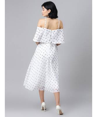 White Strappy Black Hearts Cold Shoulder Dress 3