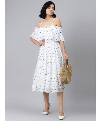 White Strappy Black Hearts Cold Shoulder Dress 4