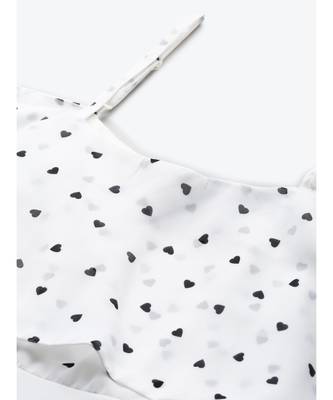 White Strappy Black Hearts Cold Shoulder Dress 5