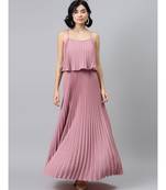 Baked Pink Strappy Pleated Maxi Dress