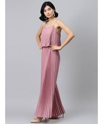 Baked Pink Strappy Pleated Maxi Dress 2
