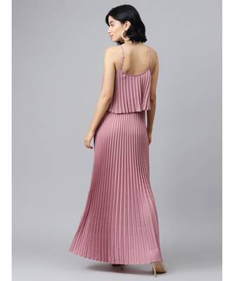 Baked Pink Strappy Pleated Maxi Dress 3