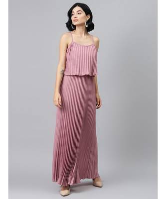 Baked Pink Strappy Pleated Maxi Dress 4