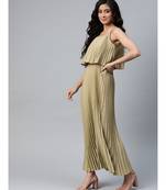 Olive Strappy Pleated Maxi Dress