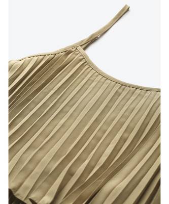Olive Strappy Pleated Maxi Dress 5