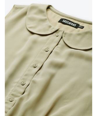 Olive Peterpan Sleeveless Pleated Belted Dress 5