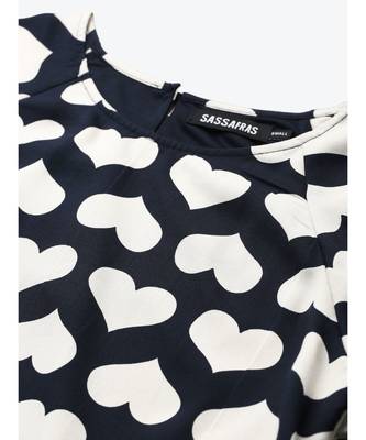 Navy Heart Print Tiered Dress 5