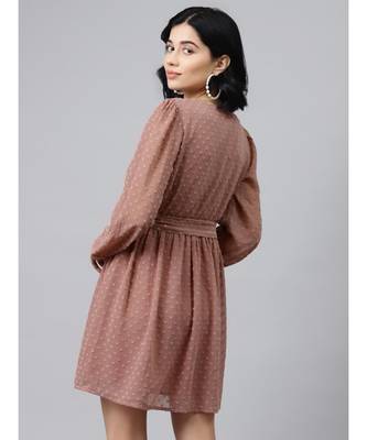 Dusty Pink Wrap Full Sleeve Dress 3