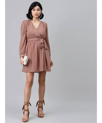 Dusty Pink Wrap Full Sleeve Dress 4