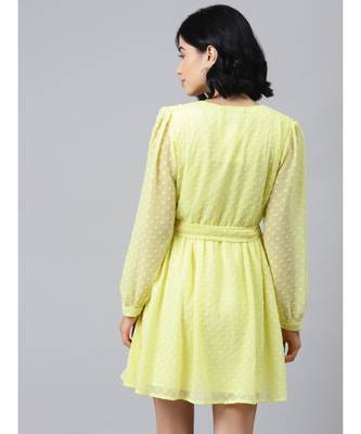 Yellow Wrap Full Sleeve Dress 3
