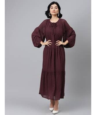 Burgundy Tiered Maxi Dress with Inner 1
