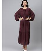 Burgundy Tiered Maxi Dress with Inner