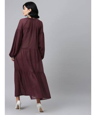 Burgundy Tiered Maxi Dress with Inner 3
