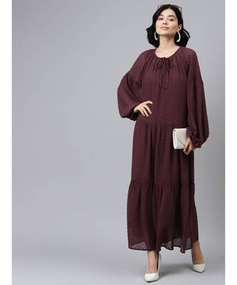 Burgundy Tiered Maxi Dress with Inner 4