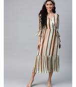 Multi Stripe Lurex Pleated Midi Dress