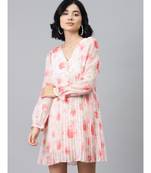 Light Pink Floral Pleated Skater Dress