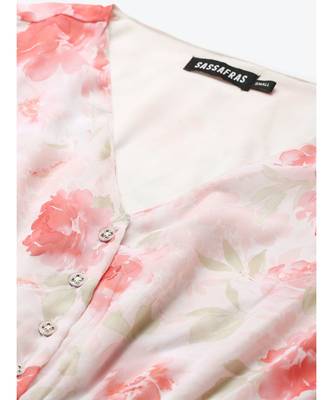 Light Pink Floral Pleated Skater Dress 5