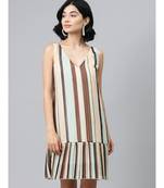 Multi Striped Lurex Pleated Dress