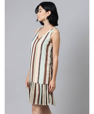 Multi Striped Lurex Pleated Dress 2