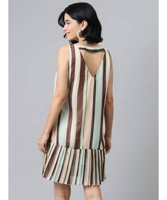 Multi Striped Lurex Pleated Dress 3