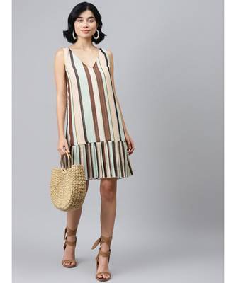Multi Striped Lurex Pleated Dress 4