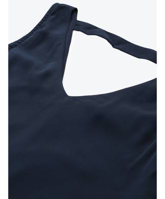 Navy Pleated Frill Hem Dress 5