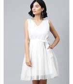 Off-White Sleeveless Belted Mini Dress