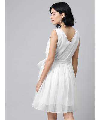Off-White Sleeveless Belted Mini Dress 3