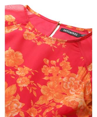 Fuchsia Floral Drop Shoulder Tiered Dress 5