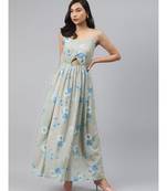 Olive Floral Front Cut Out Maxi Dress