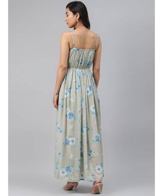 Olive Floral Front Cut Out Maxi Dress 3