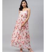 Peach Floral Front Cut Out Maxi Dress