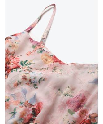 Peach Floral Front Cut Out Maxi Dress 5