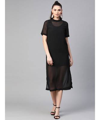 Black Sheer Sheath Dress with Inner 1