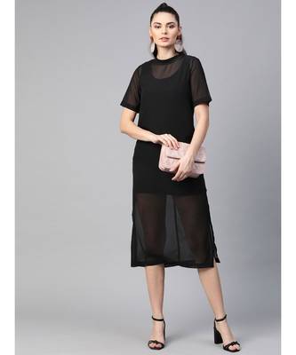 Black Sheer Sheath Dress with Inner 4