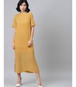 Mustard Sheer Sheath Dress with Inner