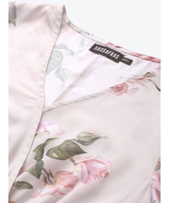 Nude Floral Wrap Fit & Flare Dress 5