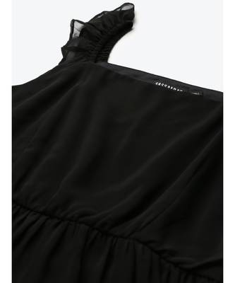 Black Frilly Straps Tiered Maxi Dress 5