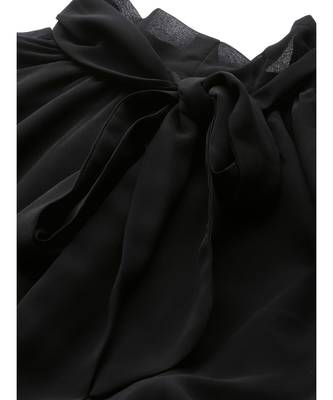 Black Neck Tie-Up Pleated Dress 5
